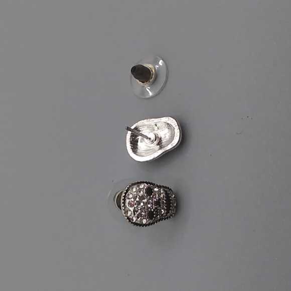 NWOT Halloween Black Cat Brooch With Bejeweled Skull Stud Earrings - Picture 10 of 12